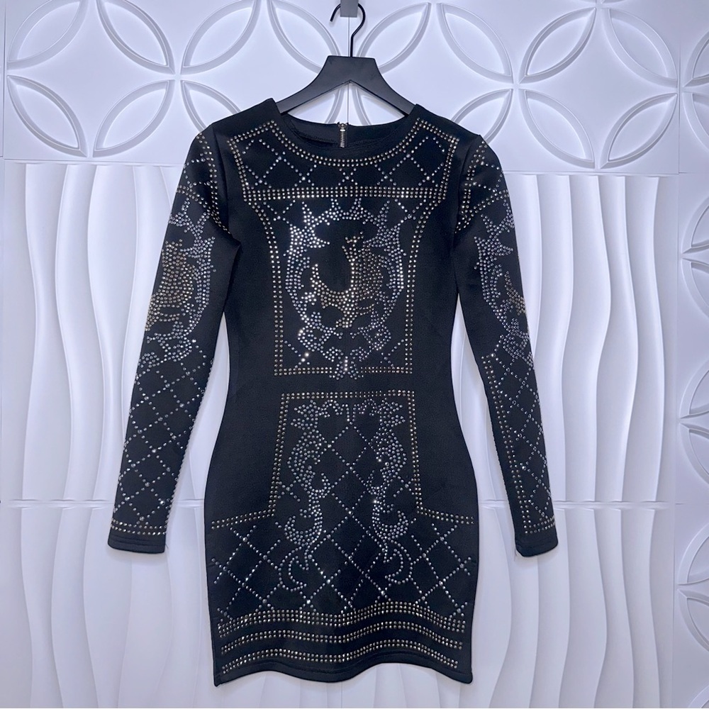 Misslook Embellished Silver Gold Mini Dres